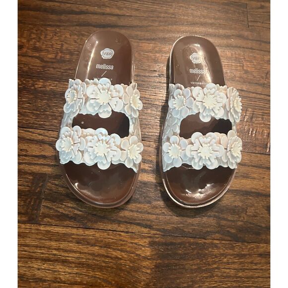 Viktor & Rolf x Melissa shoes blossom sandals slides womens cream ivory NEW 8 - Picture 1 of 3